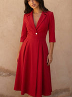 Vestido midi acampanado con cintura marcada, tercera vista
