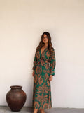 Vestido midi con estampado divertido, color verde, vista frontal