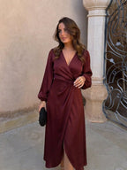 Vestido midi con mangas globo y cintura marcada, octava vista