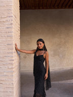 Vestido midi de lunares, vista frontal