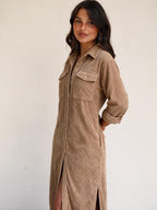 Vestido midi de pana corte recto, vista lateral