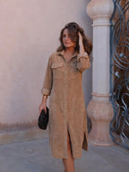 Vestido midi de pana corte recto, octava vista