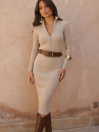 Vestido midi de punto fino de líneas limpias, vista 10