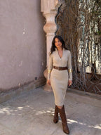 Vestido midi de punto fino de líneas limpias, novena vista