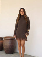 Vestido midi de tejido suave corte recto, quinta vista
