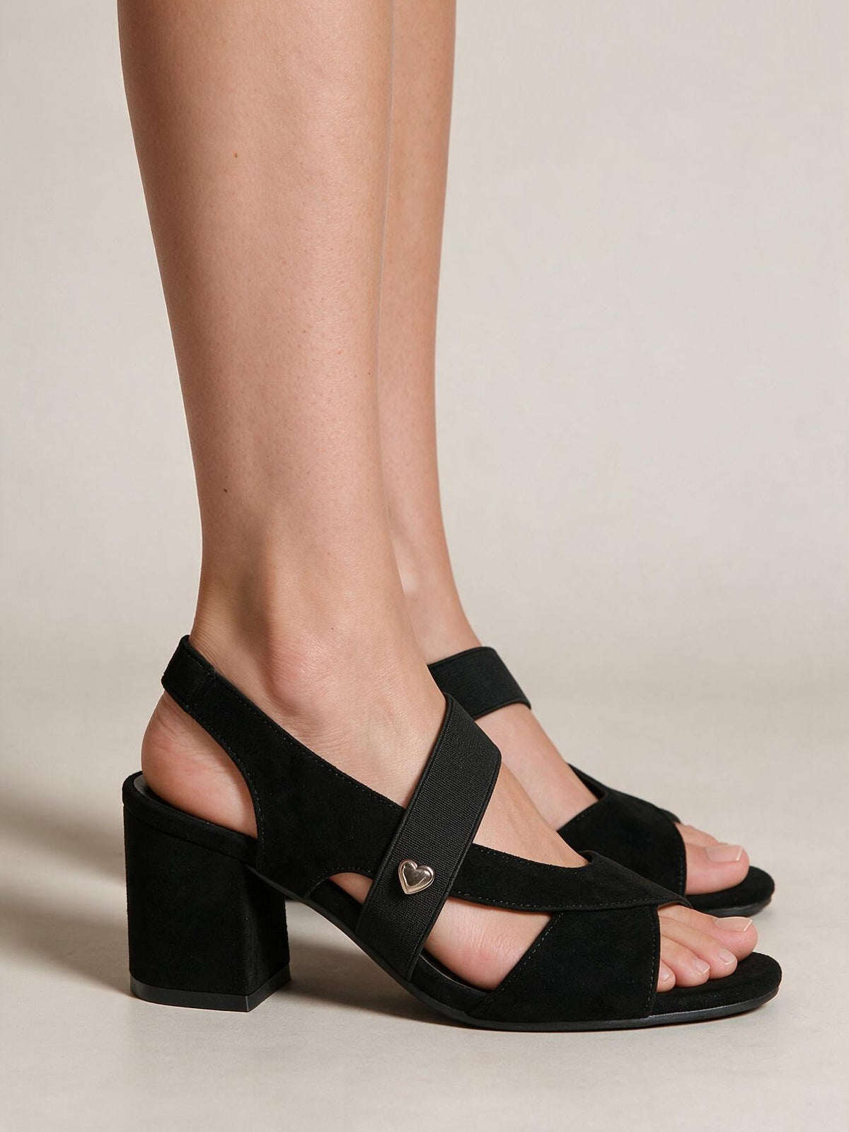 Zapatillas cómodas de tacón cuadrado, color negro, segunda vista